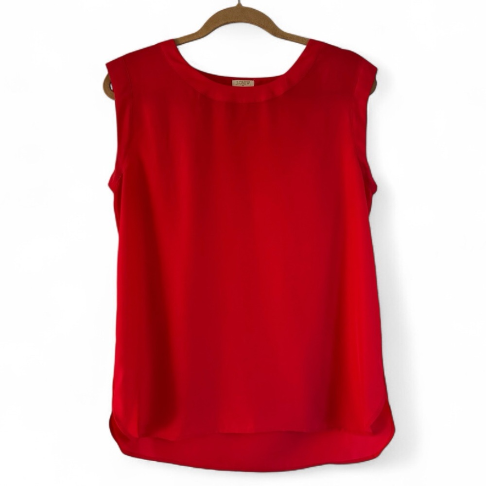 J. Crew Sleeveless Scoop Neck Blouse Flowy Tank Top Preppy Holiday Party Red S